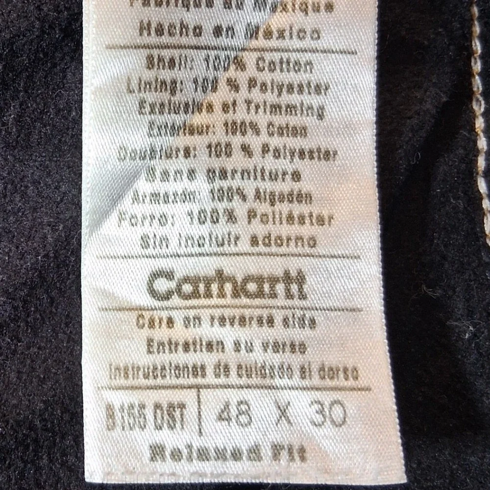 Carhartt B155 DST Fleece Lined Relaxed Fit Jeans Mens 48x30 Blue Denim Work Pant
